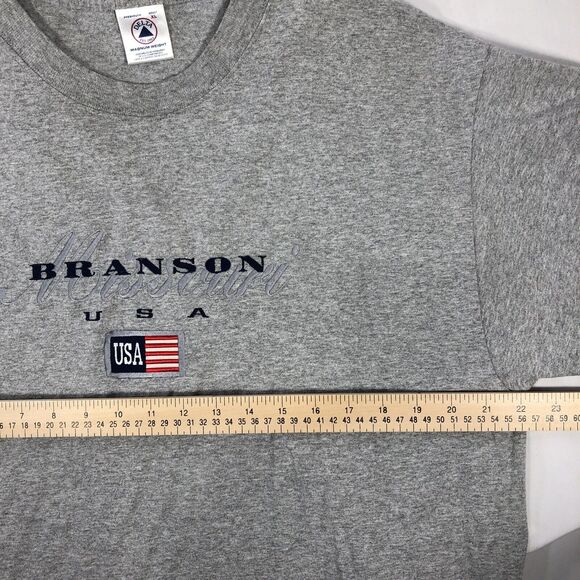 VINTAGE BRANSON MISSOURI SHIRT EMBROIDERED GRAY SIZE XL USA FLAG 2000s 90s TEE - Picture 8 of 9